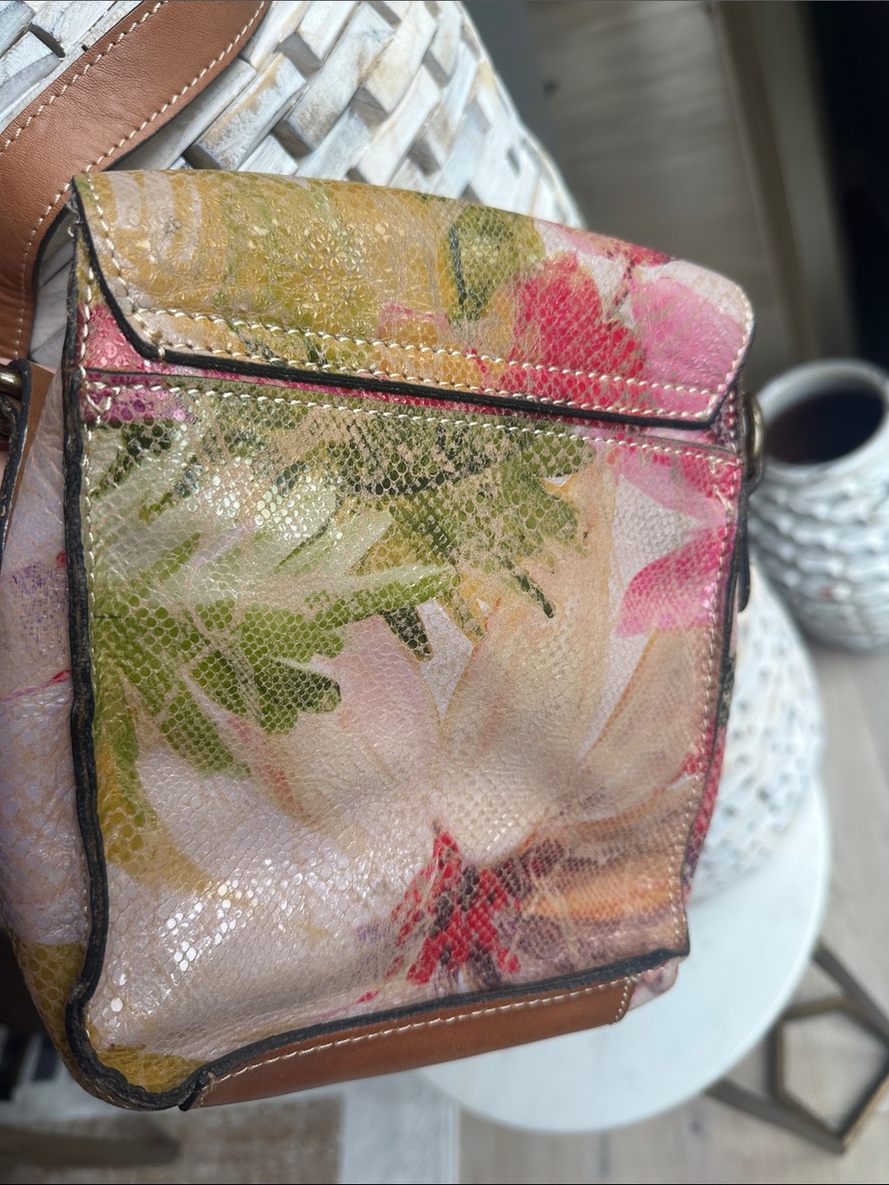 Patricia Nash Multicolor Floral Crossbody with Tan Trim - Picture 3 of 9